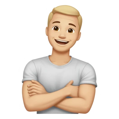 Arms crossed holding neck laughing guy sticker