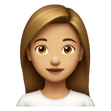 Una niña con pelo largo marrón claro con un corazón blanco sticker