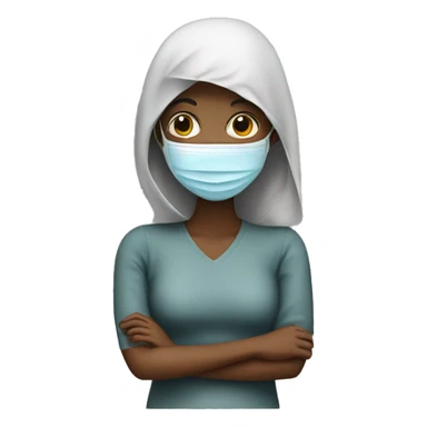 A sick woman have mask  sticker