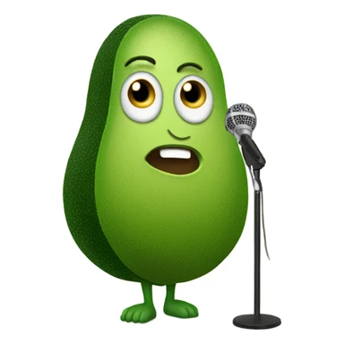 avocado with mic sticker