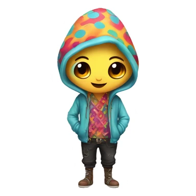 a colorful edgy cute kawaii vernid-fionbri with splash patterns full body sticker