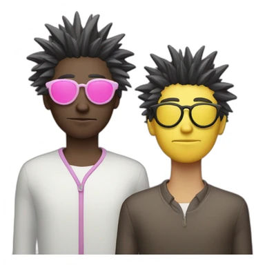 Salseman with ghost white skin waring round glasses with the left lens being pink and the right lens being yellow and his hair is spiky on the edges sticker