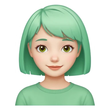Girl with Mint Bob Cut – short pastel-green hair, cheerful smile. sticker