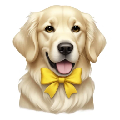 English cream golden retriever with yellow bow sticker