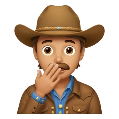 cowboy making oops expression covering mouth sticker