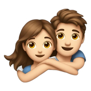 girl  et boy with brown hair hug sticker