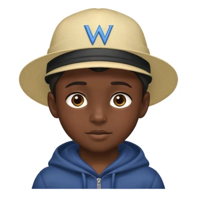 dark-skinned boy in WM hat sticker