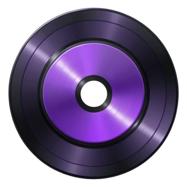 black 8-bit record disc with a purple middle label sticker