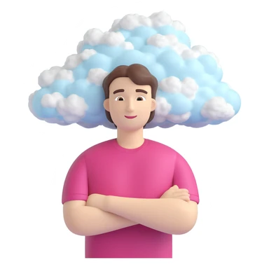 person made entirely of convex fluffy clouds, shoulder up sticker