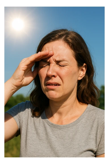 Donna che ha male agli occhi con il sole sticker