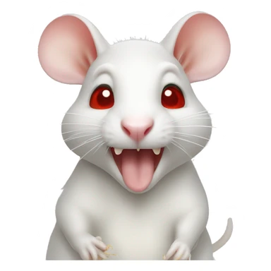 White rat with red eyes eating cheese sticker