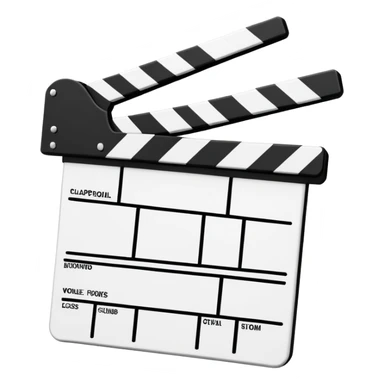 minimalist clapperboard outline, thin black lines only, no fill, just frame and diagonal line sticker