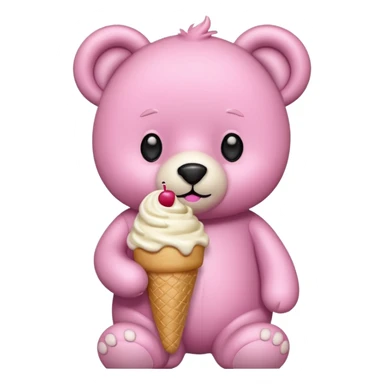 pink teddy bear with ice cream sticker