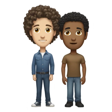 Tall white boy with a Ave hair and short Puerto Rican man with curly hair sticker