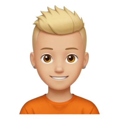 Blonde Buzzcut And Brown Mohawk. Amber Eye. Orange Tshirt. White Sleeve. Teenage Boy sticker
