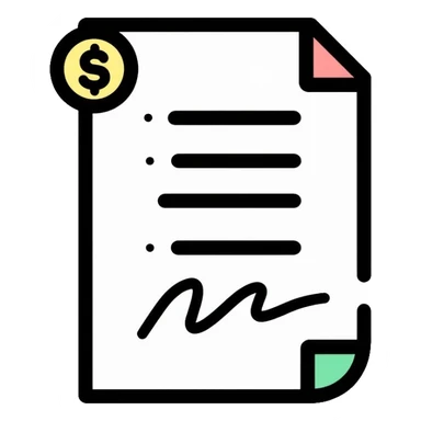 financial document contract with signature line and money symbol sticker