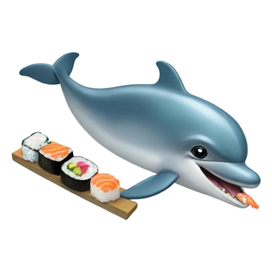 Dolphin eating sushi sticker