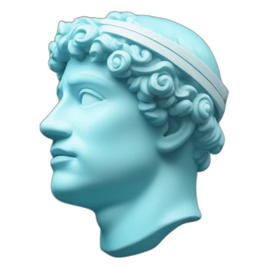 light blue greco-roman bust glowing headband sticker