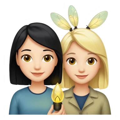 Dos mejores amigas, una rubia y la otra de pelo negro con una luciérnaga sticker