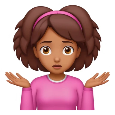 brown girl shrugging shoulders wearing pink sticker