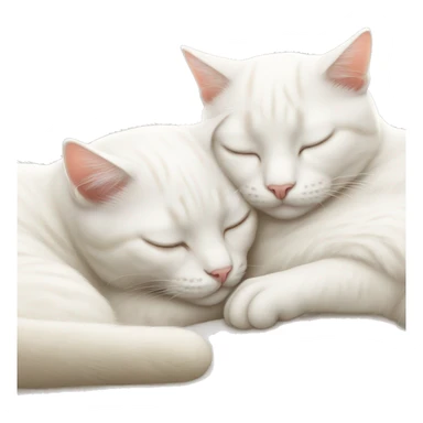 Two white cats sleeping and hugging each other  sticker
