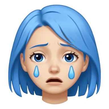 white girl crying with blue hair  sticker