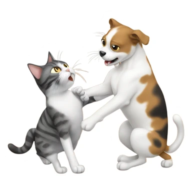 Cat fighting a dog sticker