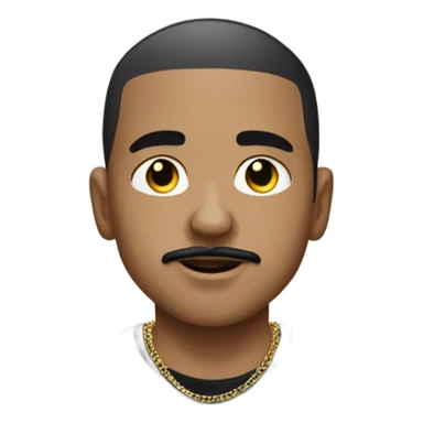 Withe boy with black buzz cut and big black mustache and gold chain in rapper t shirt  sticker