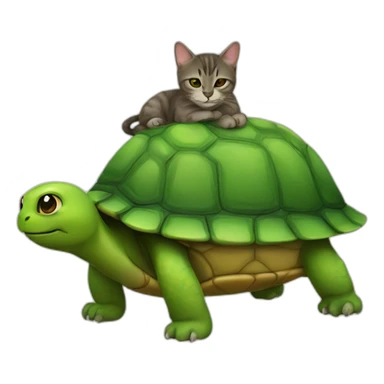 A cat on top of a turtle sticker