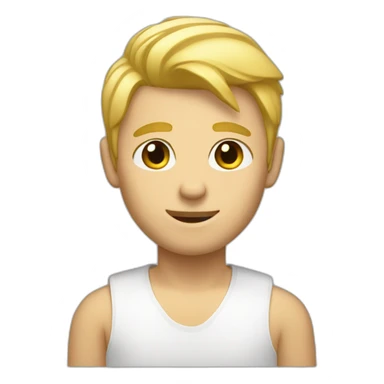 blond man with short hair and and winky face sticker