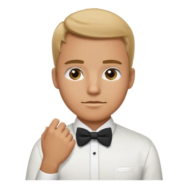 Male wearing watch + bow tie sticker