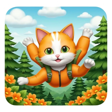 cat skydiving in forest  sticker