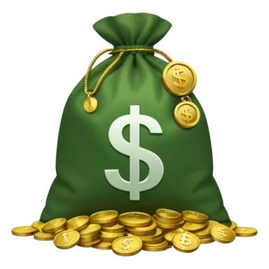 money bag featuring a classic play button symbol (white triangle on dark circle), no dollar sign, with a pile of coins next to it sticker