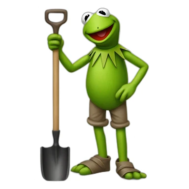 Kermit, the frog with an￼ shovel sticker