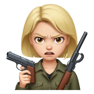 Crazy angry girl with gun sticker