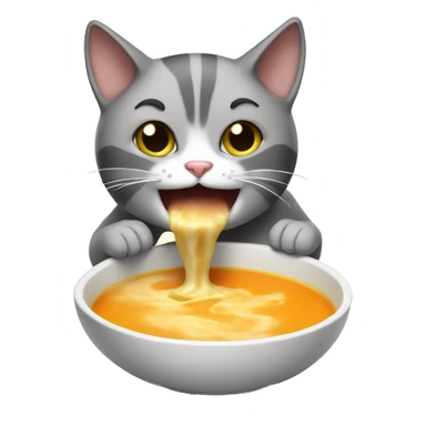 Cat eating soup sticker