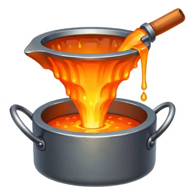 The crucible pours out metal, pixels style 32x32. sticker