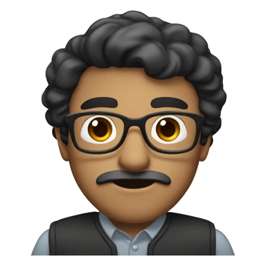 dark hair dark eye man with short mustache wearing glasses sticker