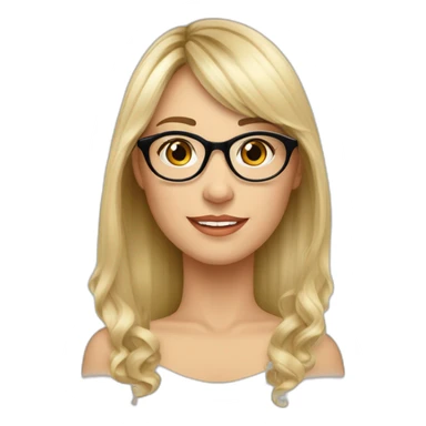 profesora rubia  castaña cabello recogido flequillo largo de lado gafas blancas sticker