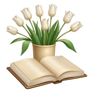 Beige book and white tulips sticker