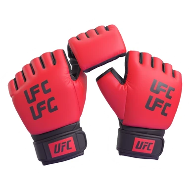 UFC MMA fighting glove with open fingertips, padded knuckles, red and black colors, official UFC style, detailed 3D sticker