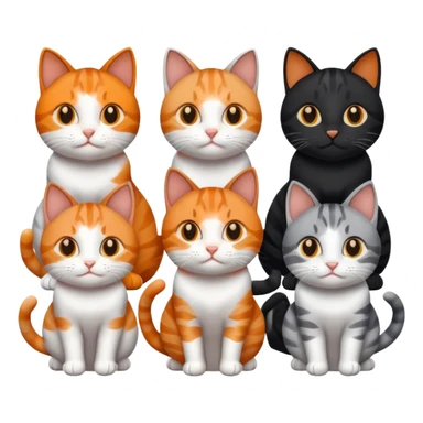 6 cats with different natural coloured coats
 sticker