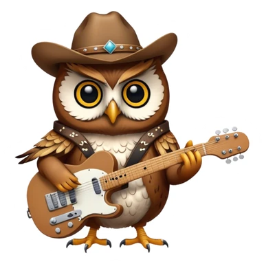 A cowboy owl playing a telecaster sticker