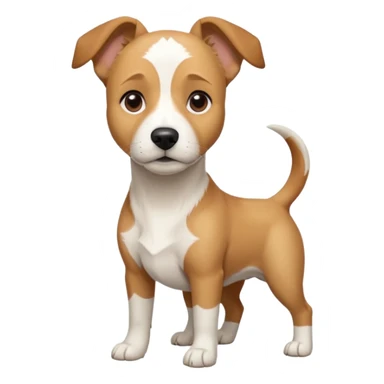 a full body facing front on of a buff white beagle cross jack russell terrier looking dog the size of a kelpie with light brown long ears resting on its face and a light brown patch above one eye and a large snout. the rest of the dog is completely white.  sticker