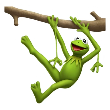 Kermit the frog hanging from a tree sticker
