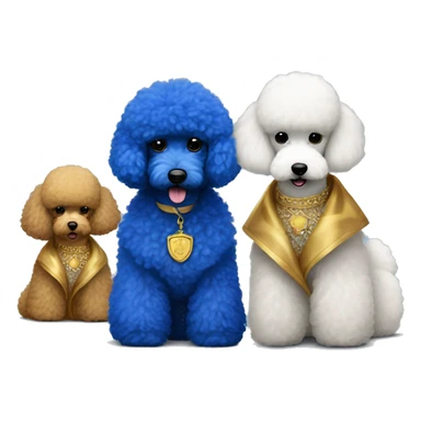Royal blue and gold fur jackets on Black poodle and white poodle best friends sticker