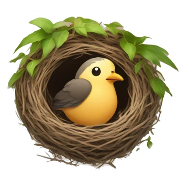 bird in nest waking up sticker