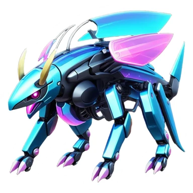  Epic legendary rare glowing mechanical Shiny sparkly transparent bioluminescent luminescent vibrant bright pastel dark exotic iridescent colorful gradients futuristic modern metallic glossy glittery fantasy-cyber-Fakémon-Vernid-Palkia-mecha-creature sticker