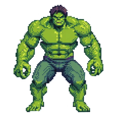 Bruce Banner to Hulk transformation, arcade game style animation frames sticker