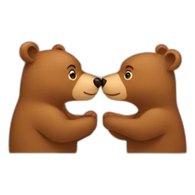 Female bear and male bear kissing, face only, with hearts above them sticker